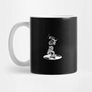 Break Dancer on a Vinyl Record, Black & White 2 Mug